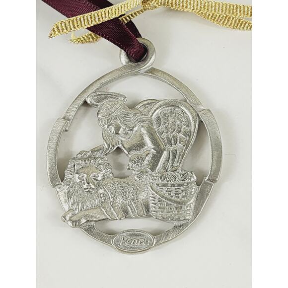 Longaberger Christmas Tree Ornament Pewter 2" Joy Love Hope Peace 90's x6 Vtg - Picture 5 of 16